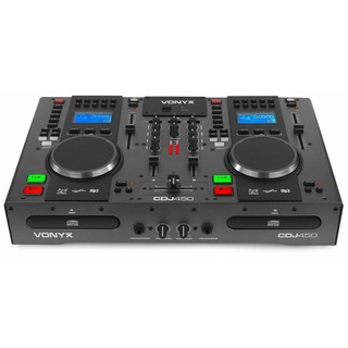 Vonyx CDJ450 - DJ Konsole, DJ Mischpult Bluetooth, DJ Controller mit Zwei MP3 CD Mediaplayern, USB, 2 Deck DJ Pult Console, Jogwheels, Scratch, 2-Kanal-Mixer, XLR, Chinch, DJ Mixer für Anfänger