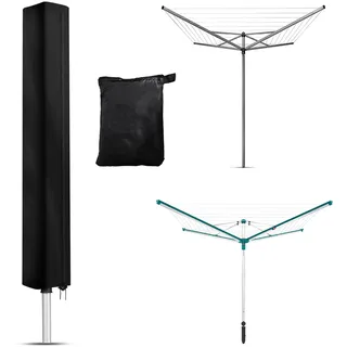 Newbob Abdeckhaube Wäschespinne fur Leifheit, Groß Hülle fur Leifheit Wäscheständer, 420D Oxford Wasserdicht Wetterfest Uberzug Wäschespinne Schutz fur Linomatic 400/500/600(180x18x18cm)