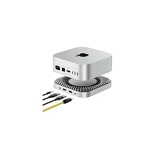 40Gbps Mac mini M4 Dock, New Aluminium M4/2024 Hub & Standfuß mit NVMe/M.2 SSD-Gehäuse für alle neuen M4/M4Pro, USB A*2, USB-C Host, 3.5 Audio Standfuß