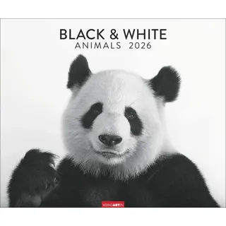 Weingarten Black & White Animals 2026: Stars der Tierwelt in einem Fotokunst-Kalender! Großer Wandkalender für Tier-Freunde - hochwertige Aufnahmen in Schwarz-Weiß