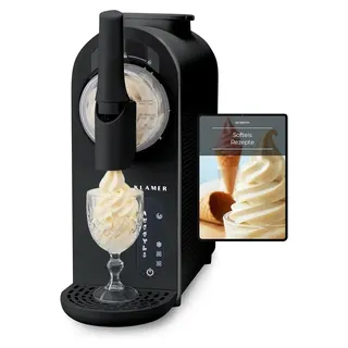 KLAMER Softeismaschine, Eismaschine & Slush Maschine mit 7 Programmen: Softeis, Slushie, Frappé uvm, 1,5L Fassungsvolumen Automatische Reinigung, ... - Schwarz
