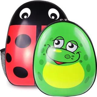 ONDIS24 Kinderrucksack Set Marienkäfer & Frosch - Grün