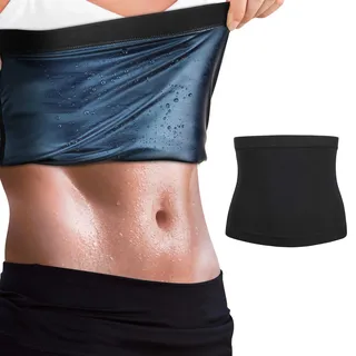 MoKo Damen Bauchweggürtel, Fitness Gürtel Schwitzgürtel zur Fettverbrennung Abnehmen Gürtel Bauchgürtel Waisttrainer Taillenformer Fettverbrennungsgürtel für Fitnesstraining (Schwarz/Blau, S/M)