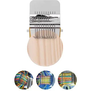 MQSHUHENMY Darning Mini Loom Machine, Darning Loom, Small Weaving Loom, Wooden Darning Loom Type Weave Tool, Quickly Portable Mending Loom, Portable Speed Weaver Darning Loom (12 Hooks)