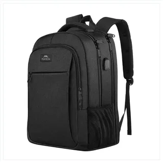 matein Rucksack Herren, Groß Laptop Rucksack 17,3 Zoll Schulrucksack Laptoptasche mit USB Ladeanschluss Anti Diebstahl Business Arbeit Reisen Backpack Teenager Notebook College Tech Damen, Schwarz