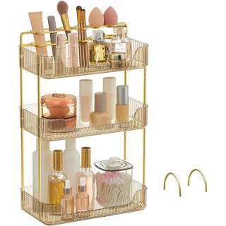 Songmics Make-up Organizer, rechteckig, Geschenkidee, Champagnergold