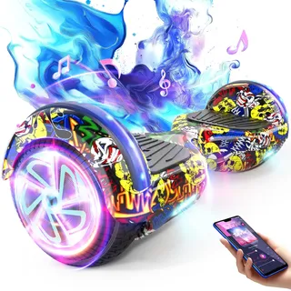 Elektrisches selbstbalancierendes Hoverboard mit 6.5“ Reifen, Dual Motor, Bluetooth Flash Wheel mit LED Licht Selbstbalancierendes Rad Elektro Scooter