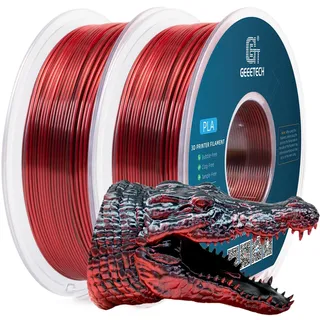GEEETECH Silk PLA Filament, Silk Dual Color Filament 1,75mm,2KG für 3D Drucker, Silk Schwarz&Rot