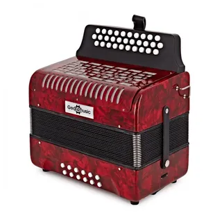 Gear4music Diatonisches Knopfakkordeon 12 Bass mit Hartschalenkoffer