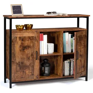 IDMarket - 2-türiges Sideboard 100 cm Dayton mit Regalen in Antikoptik im Industriedesign