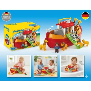 PLAYMOBIL 1.2.3 6765 Meine Mitnehm-Arche-Noah, mit 12 Tieren, Zugangsplanke und