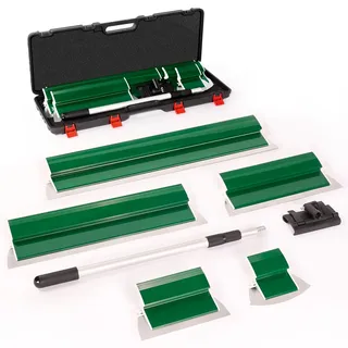 Ricyea Flächenspachtel Set, Spachtel Werkzeug und 0.7 m bis 1.57 m Teleskopstange mit Adapter im Koffer, Glättungsspatel-Kit für professionelle Anwendungen (190mm, 250mm, 400mm, 600mm 800mm) (5-tlg.)