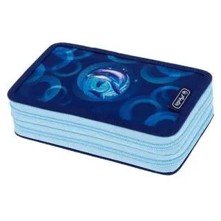 Herlitz Federmäppchen befüllt Dolphin Ride blau 23-teilig, 19,3 x 5,0 cm
