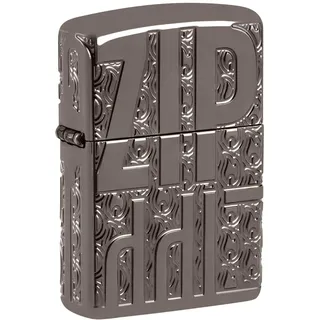 Zippo Sturmfeuerzeug - Logo, Black Ice, MultiCut - Nachfüllbar - Wiederverwendbar - Windfestes Design - Geschenkbox - Made in USA