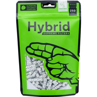 Hybrid Slimfilter 250er Beutel Aktivkohlefilter, 6,4mm, halb Zellstoff Halb Aktivkohle, 19820, Weiss, 250er pack