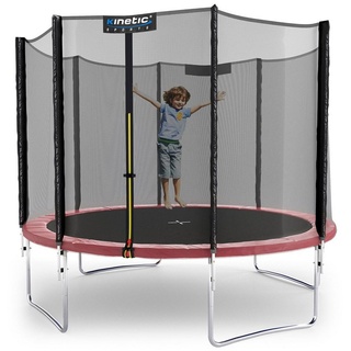 Kinetic Sports Trampolin Outdoor SALTO Ø 305 cm TÜV Rheinland geprüft, Kindertrampolin Set mit Netz, Randpolster, USA Sprungtuch - Gartentrampolin bis 160 kg, Pink