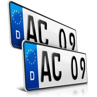 schildEVO 2 Kfz Kennzeichen | 360 x 110 mm | DIN-Zertifiziert – individuelles EU Wunschkennzeichen | PKW Nummernschild | kurzes Autokennzeichen | Auto-Schild | Fahrradträger & Anhänger | DHL-Versand