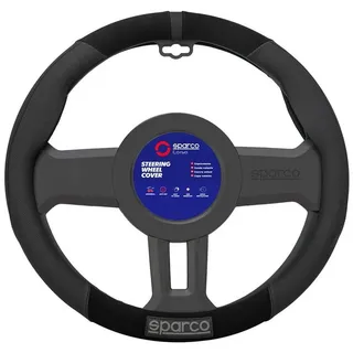 OMAC Lenkradbezug SPARCO Lenkradschoner Lenkradschutz Schwarz Gummi Suede, Geruchlos, Leicht Anpassbar, Flexibel schwarz