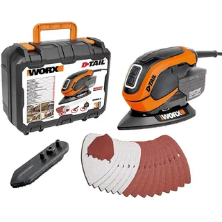 WORX Delta-Multischleifer, 65 W, WX 648.2, DustStop Mikrofilter, Klettverschluss-System, ergonomisches Design, kompakt und leicht, inklusive Zubehör