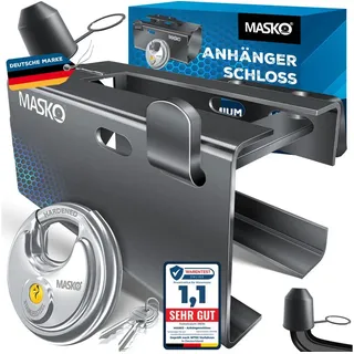 Masko MASKO® Anhängerschloss für Angekoppelte & Abgekoppelte Anhänger Anhänger Schloss Diebstahlschutz Wohnwagen Kastenschloss inkl. Diskusschloss & Schlüssel & Schutzkappe