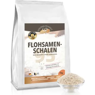 GOLDEN PEANUT Flohsamenschalen 1 kg 95% Reinheit hohe Quellzahl, glutenfrei, ballaststoffreich, vegan, Naturprodukt