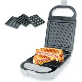 KORONA 47020 Sandwichmaker 3 in 1 | 3 wechselbare Plattensets mit Antihaftbeschichtung | 1. Sandwichplatte, 2. Belgische Waffelplatte, 3. Bubble-/ Popcake-Platte