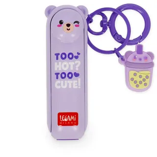 Legami – Mini Fan, tragbarer, wiederaufladbarer Ventilator, Teddy-Motiv, 3 Geschwindigkeitsstufen, kompakt und zusammenklappbar, mit Licht und Schlüsselanhänger, aus Aluminium und Silikon,2,8 x 8,4 cm