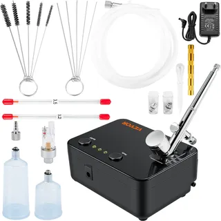 Vevor Dual Action Airbrush Set mit Lackierpistole, 30 psi ± 15% Luftkompressor 230 V Airbrushpistole Set für Make-up, Maniküre, Tätowierung, Malerei-Design, Kunsthandwerk, Lebensmitteldekoration