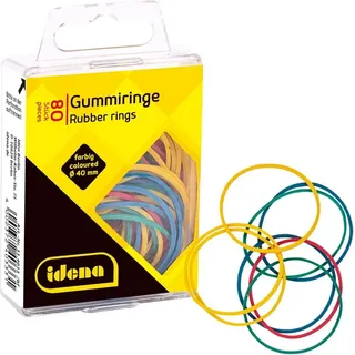 IDENA Gummiringe mehrfarbig Ø4cm 80 Stück Hängebox