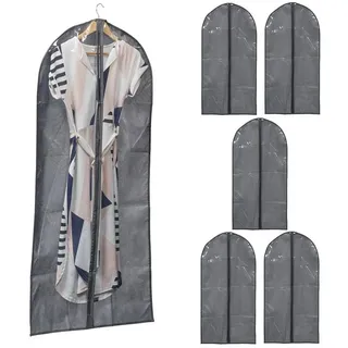 Relaxdays Kleidersack 6er Set 135 x 60 cm grau/transparent