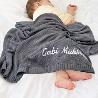 TICBIK Personalisierte Babydecke mit Namen Baumwolle, Strickdecke Baby Decke Neugeborenen Personalisiert, Babydecke Junge Mädchen Baby Geschenk Personalisiert Geschenke mit Namen