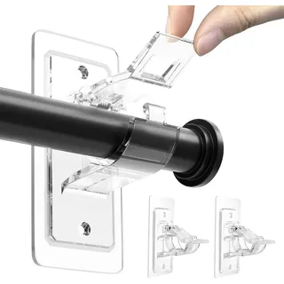 TECBULL® 4 Gardinenstangen Halter XL, Halterungen für Vorhangstangen selbstklebend - Transparent