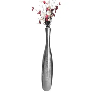 trends for living Edelste Deko-Bodenvase – Hohe Keramikvase für Pampasgras & Dekozweige - stabil, luxuriös, 50-90 cm höhe in Weiß, Schwarz, Grau, Silber und Gold (Silber, 50x12cm)