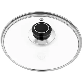 Gräwe Topfdeckel, DE016 mit Edelstahlring, aus Glas, mit Kunststoffknauf und Dampfventil, Ø 16 cm