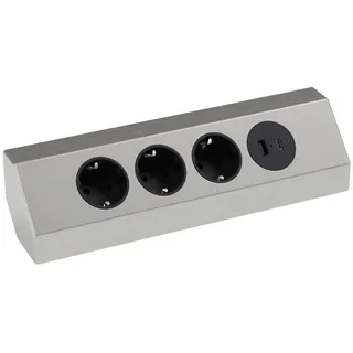 Kalb Material Für Möbel Mehrfachsteckdose 2 m Silber/Schwarz 4 St.
