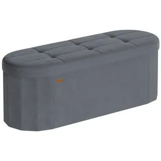 SONGMICS Sitzhocker Sitzbank, für Wohnzimmer, Flur, Schlafzimmer, 110 L, 38 x 110 x 38 cm, mit Stauraum, Aufbewahrungsbox, faltbare, einfacher Aufbau, Samt, grau grau