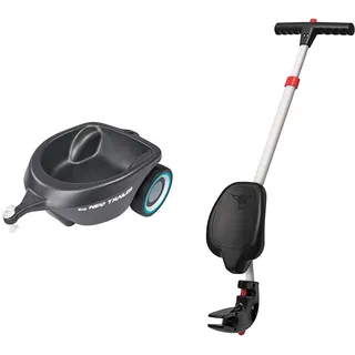 Big-Bobby-Car Neo Trailer Anthrazit - Bobby-Car Anhänger für drinnen und draußen & Big - Multi-Schubstange - 4-Fach höhenverstellbare Schiebestange