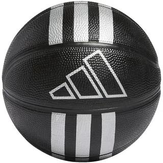 adidas Unisex 3-Stripes Rubber Mini Basketball Recreation Ball, Black/Silver Metallic, 3