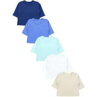 TupTam Baby Jungen Langarmshirt 5er Set, Farbe: Blau_Weiß_Beige, Größe: 62 - 62