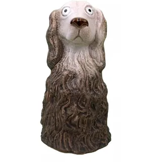 Generisch Zaunhocker Hund 18 x 9,5 x 11,5cm Pfahlhocker Zauntier Gartendeko Figur Gartenfigur aus Steingut (Henry)