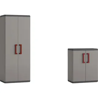 KETER Kunststoffschrank Quadra 166 x 68 x 39 und 83 x 68 x 39 cm Grau