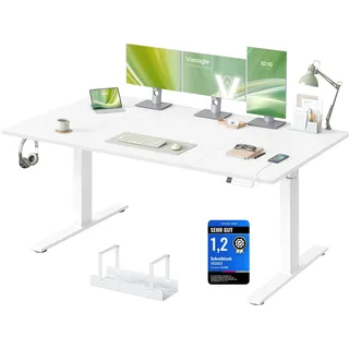 VASAGLE Höhenverstellbarer Schreibtisch 160 x 80 cm Mattweiß