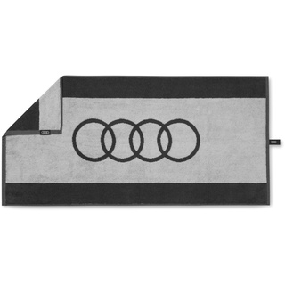 Audi Collection Audi Handtuch Ringe Logo Badetuch Badehandtuch Strandtuch, 100x50cm, grau