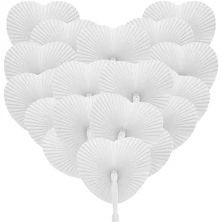 Tomkity 72 Stück Fächer Hochzeit Herz Handfächer Weiß Hochzeit Gäste Geschenk Hochzeitsdekoration Hochzeitsgastgeschenke Papierfächer für Hochzeit