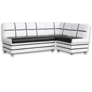 RODNIK Eckbank Korsika Maxi Sitzbank Essecke weiß schwarz Modern Kunstleder Stauraum