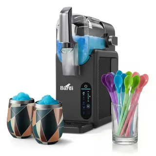 Bardi Slush Hero Slush-Maschine – Grau – mit Set abstrakter Becher in verschiedenen Farben