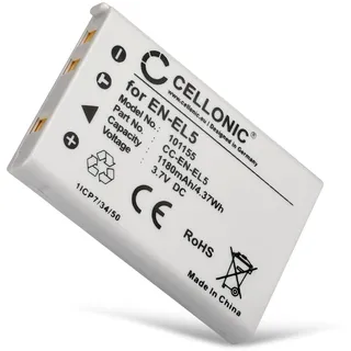 CELLONIC, Akku für Kamera, kompatibel mit Nikon EN-EL5, Coolpix P520, P500, P510, P100 (3.7V, 1180mAh)