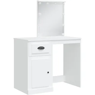vidaXL Schminktisch mit LED-Leuchten Weiß 90x42x132,5 cm