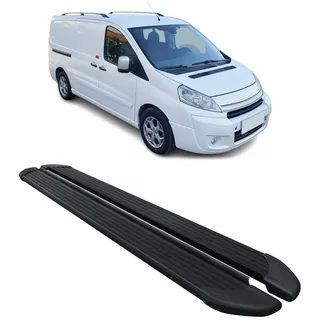 Omac Trittbretter für Citroen Jumpy 2006-16 L2 Aluminium Schwarz | Seitenschweller, fahrzeugspezifische Passform