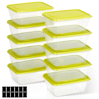 Cozary 10pcs Frischhaltedosen mit Deckel, Aufbewahrungsdosen Rechteckig mit Deckel, Gefrierdosen & Mikrowellengeeignet, BPA-freie Lebensmittelbehälter, Gefrierdosen für Mealprep & Küche, 520ml